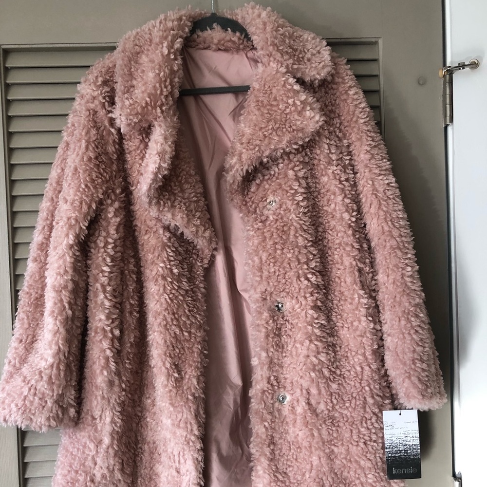 Kenzie pink teddy coat